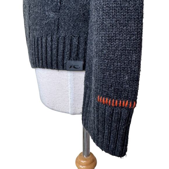 KJUS Mixed Media Cable Knit Zip Up Sweater Jacket 34/ XS  Black Gray - Picture 5 of 10